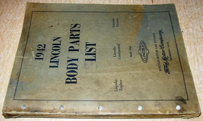 1942 Lincoln Body Parts BIN May 24th cover 1
