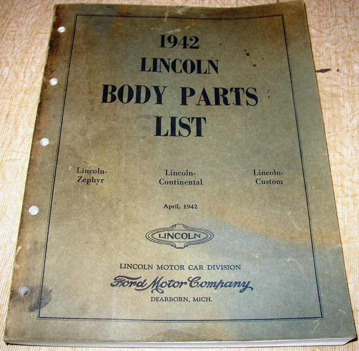 1942 Lincoln Body Parts BIN May 24th cover 2
