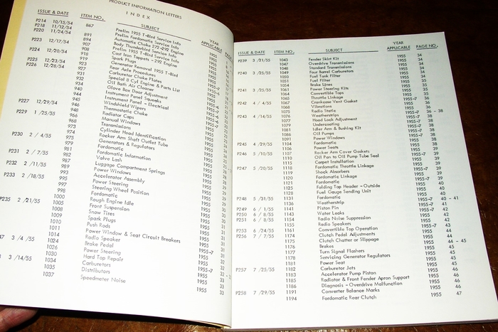 1955 1957 T-bird Triple Serv Letters index 1