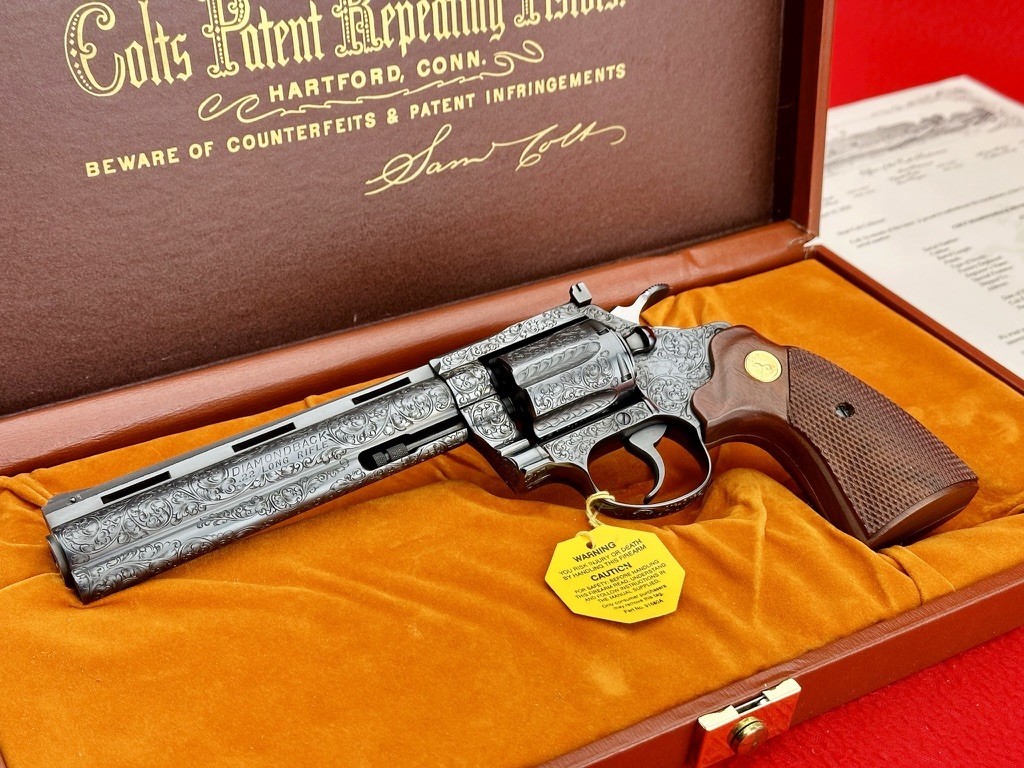 Colt-The RAREST 1979 Colt Diamondback 6" Royal Blue 22LR *FACTORY ENGRAVED* NIB!-1979 6" Royal Blue Factory Engraved Level D, New in Box