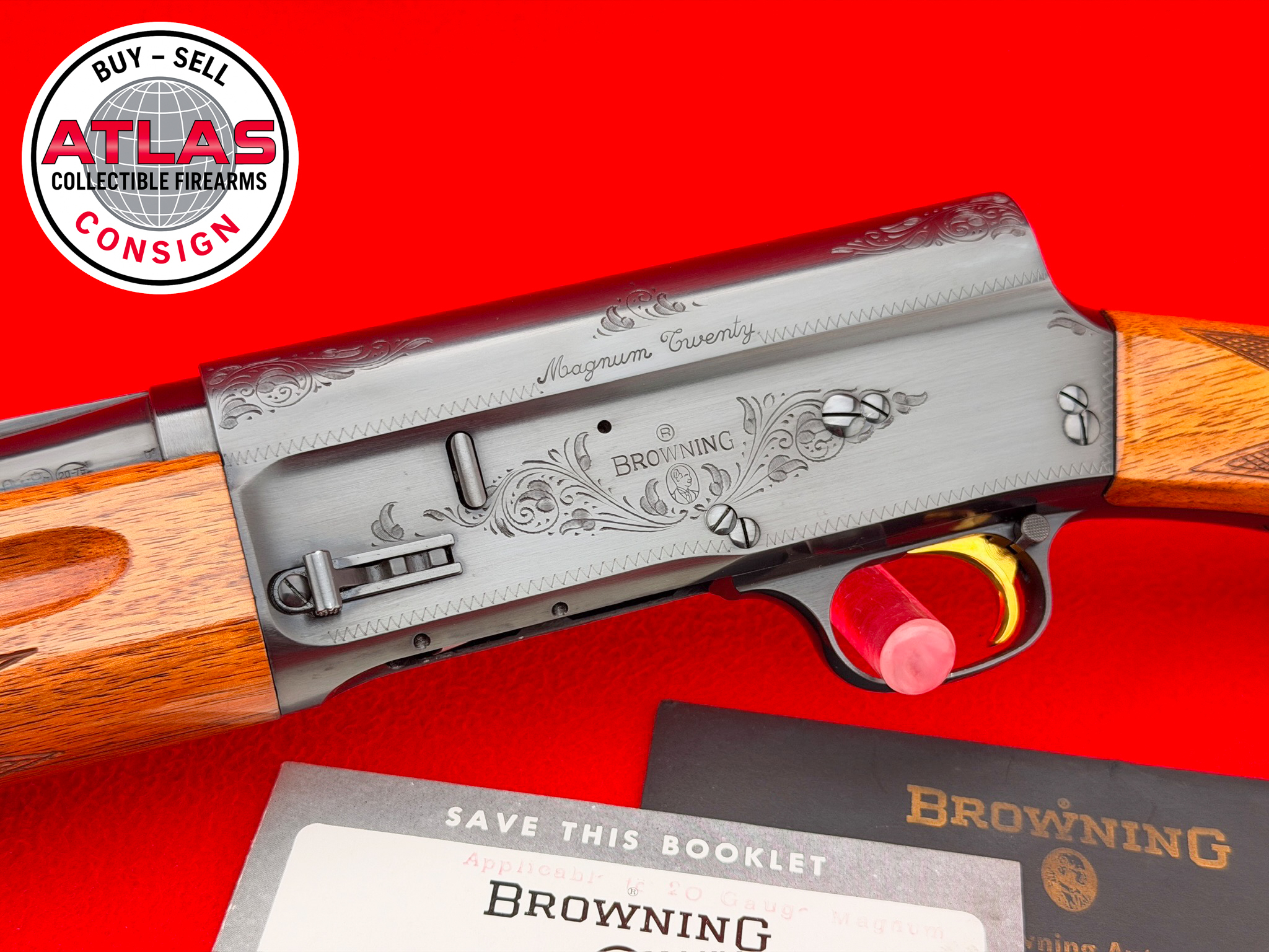 Browning-RARE 1967 Belgian Browning Auto-5 Magnum Twenty 20GA 27.5" FACTORY ENGRAVED
HIGHLY DESIRABLE MODEL - VENT RIB FULL CHOKE-Magnum Twenty, 27.5" Belgian Factory Engraved, Vent Rib Full Choke