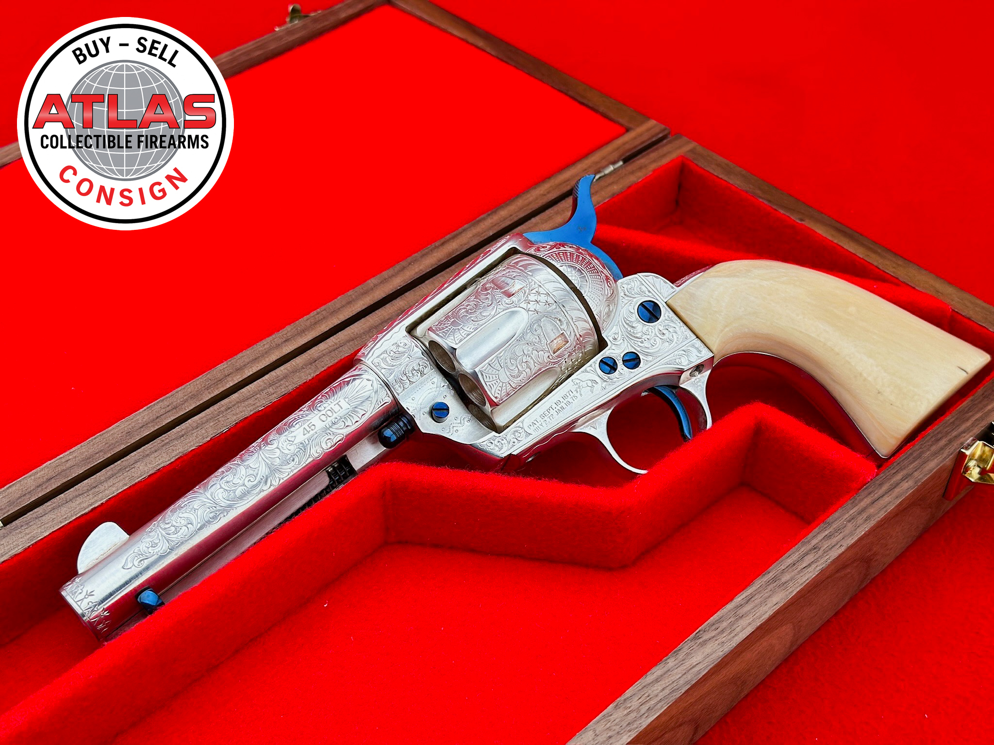 Colt-CUSTOM 1961 COLT SAA 4.75" .45 LC w/ IVORY *MARK SWANSON MASTER ENGRAVED*-Custom 1961 4.75" .45 Colt w/ Ivory, Mark Swanson Master Engraved