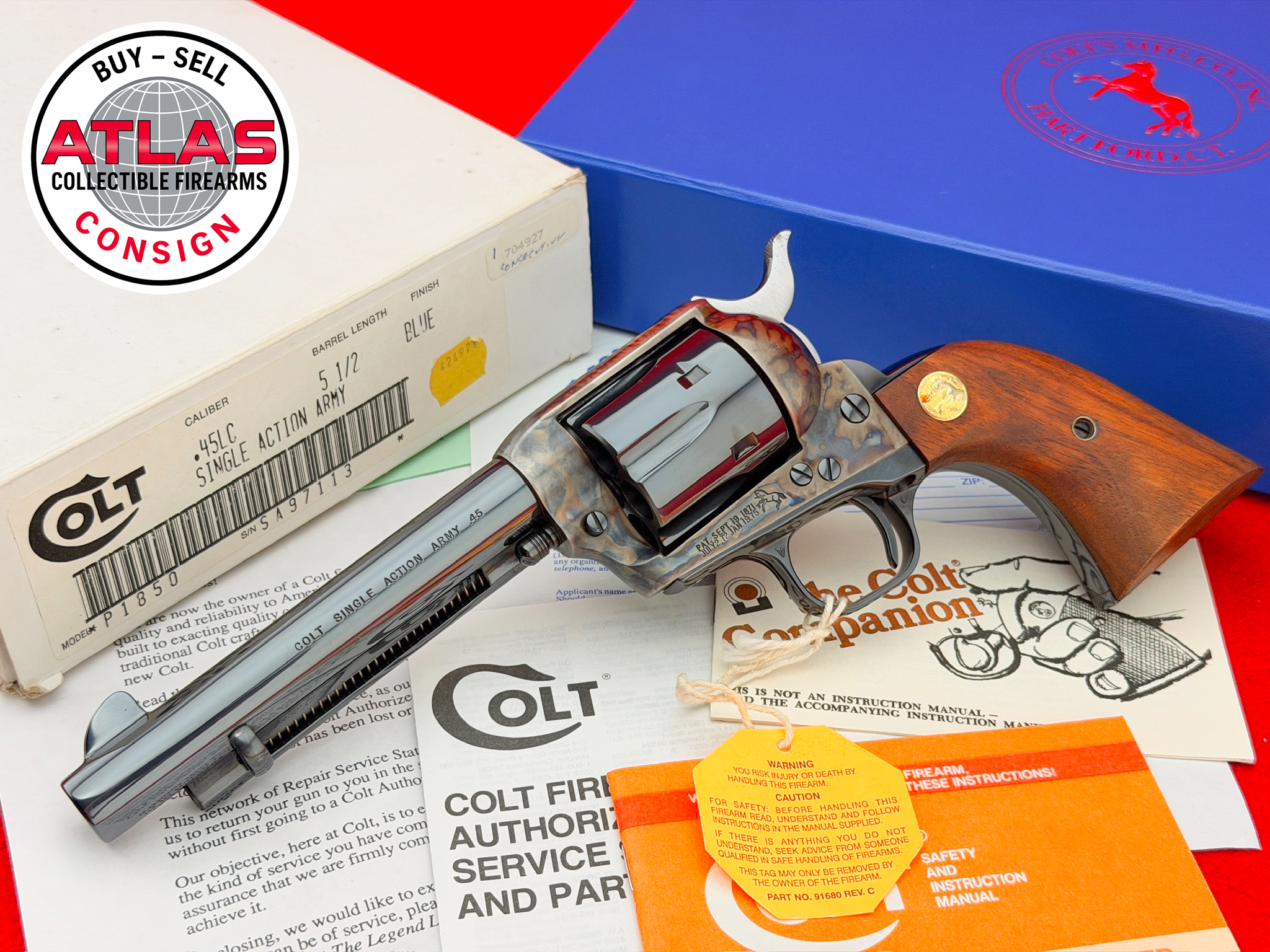 Colt-1992 Colt Custom Shop SAA .45 LC 5.5” RARE DELUXE ROYAL BLUE 100% NOS-Custom Shop 5.5" Deluxe Royal Blue