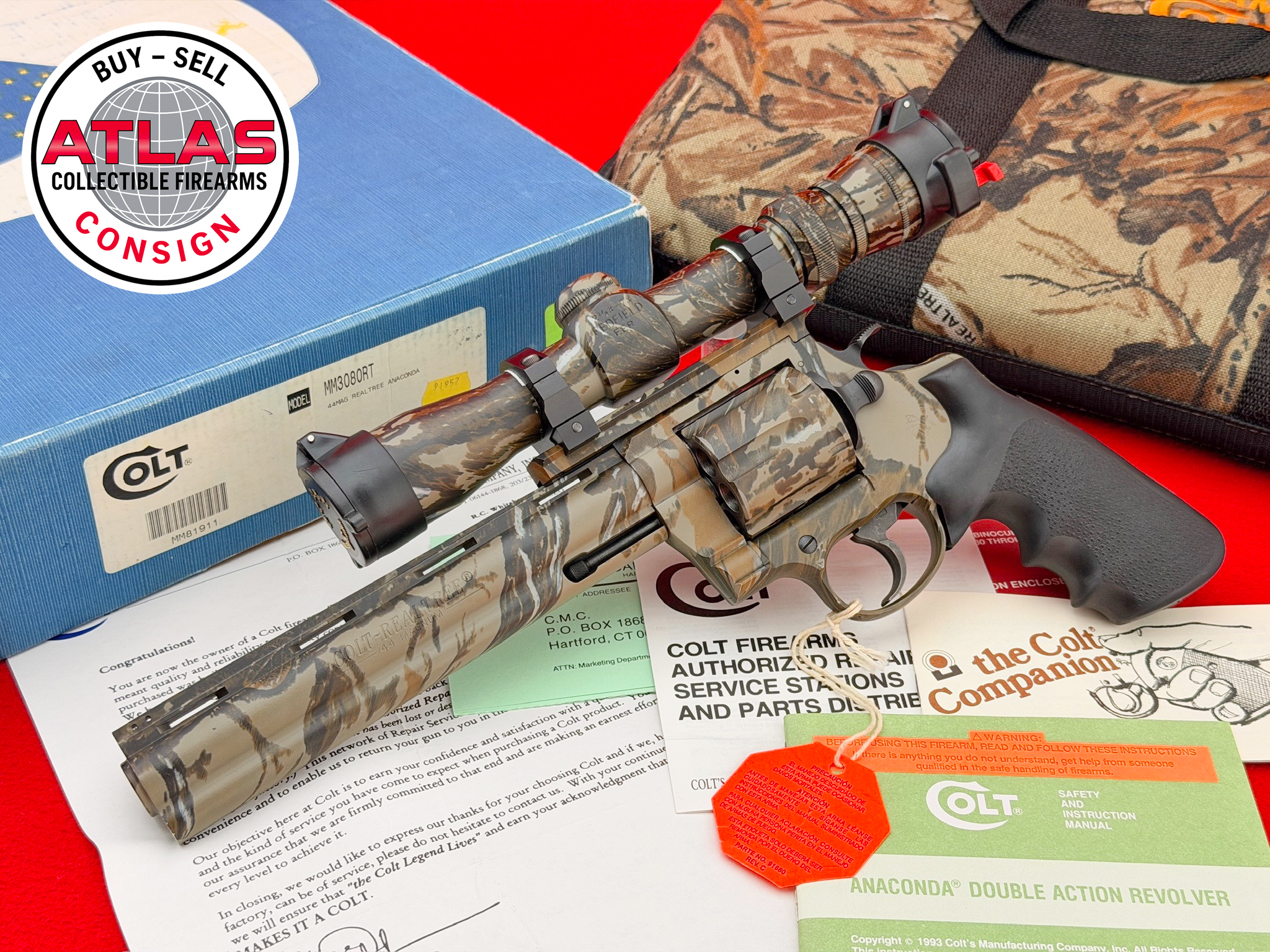 1995 Colt Anaconda Realtree Camo 8" .44 Magnum Scoped - 100% NOS & COMPLETE-img-0