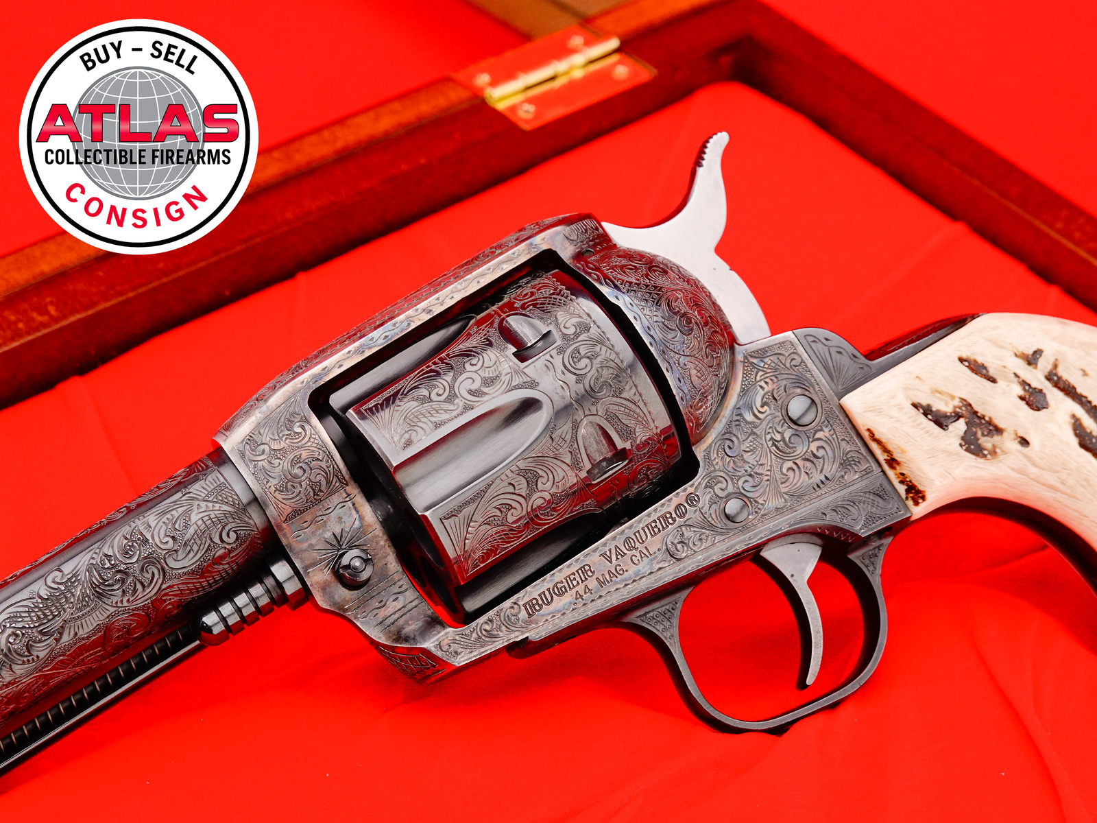 Ruger Vaquero SAA 5.5” Blued .44 Magnum *MIKE GOUSE FEGA MASTER ENGRAVED*-img-0