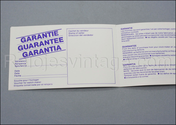 New old stock Very rare JAZ Blank guarantee warranty garantie Derby Swissonic 