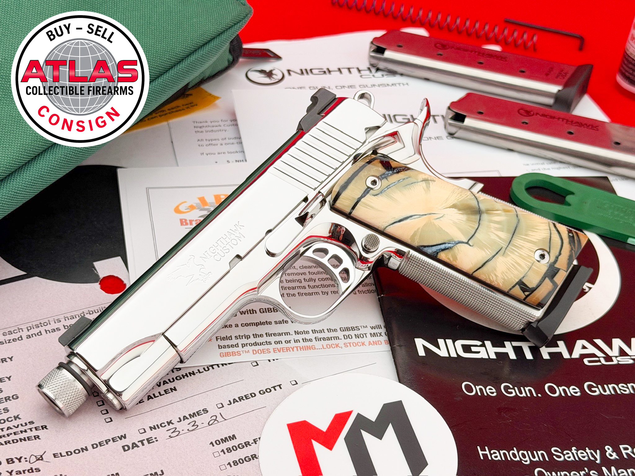 Nighthawk Custom-SPECIAL ORDER NIGHTHAWK CUSTOM GRP .45 ACP ULTIMATE POLISH & MAMMOTH IVORY
THREADED 5” SUPPRESSOR READY 1911-SPECIAL ORDER NIGHTHAWK CUSTOM GRP .45 ACP ULTIMATE POLISH & MAMMOTH IVORY
THREADED 5” SUPPRESSOR READY 1911