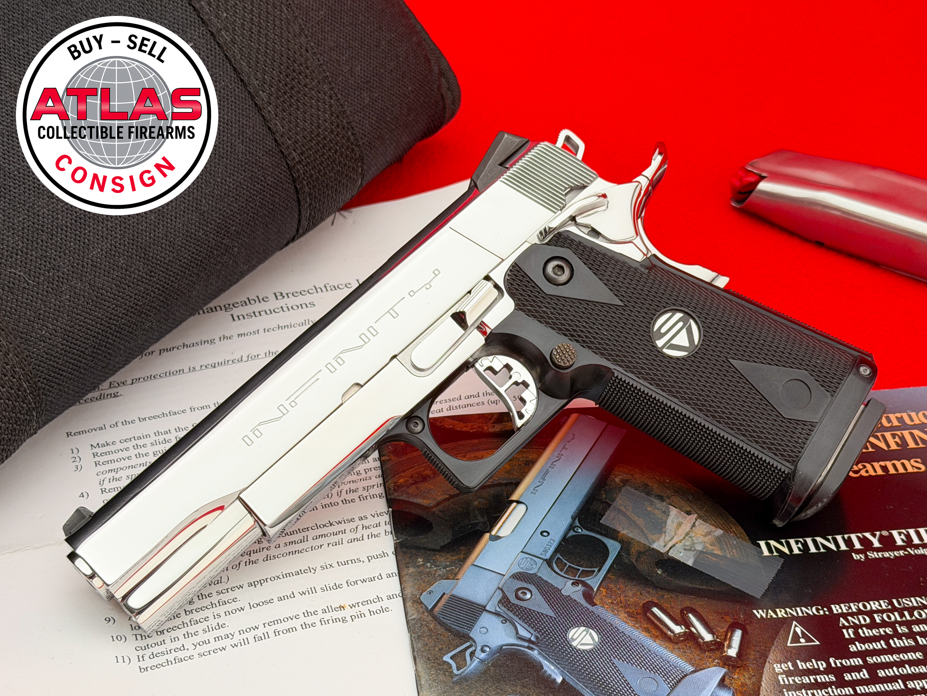 Infinity Firearms (Strayer-Voigt)-Early Strayer-Voigt SVI Infinity 2011 .40 S&W ULTIMATE MIRRO POLISHED ONE-OF-A-KIND - MASTER COMPETITION 1911 STYLE-Early Production .40 S&W Competition Pistol, Ultimate Mirror Polish