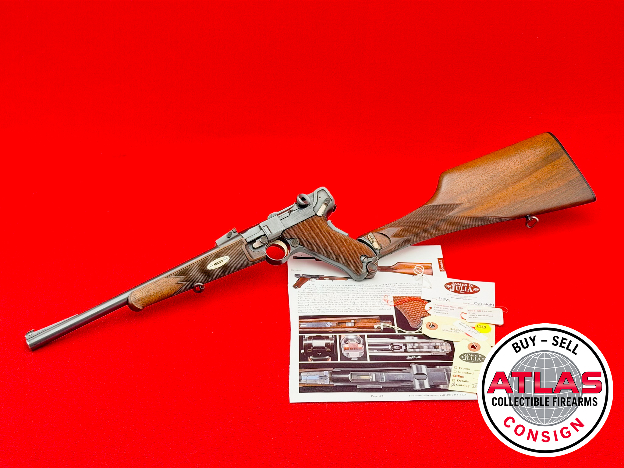 DWM-Rare DWM 1902 Luger Carbine 11.75" .30 Luger *GEOFFREY STURGESS COLLECTION*-11.75" with authentic walnut carbine stock; Geoffrey Sturgess Collection