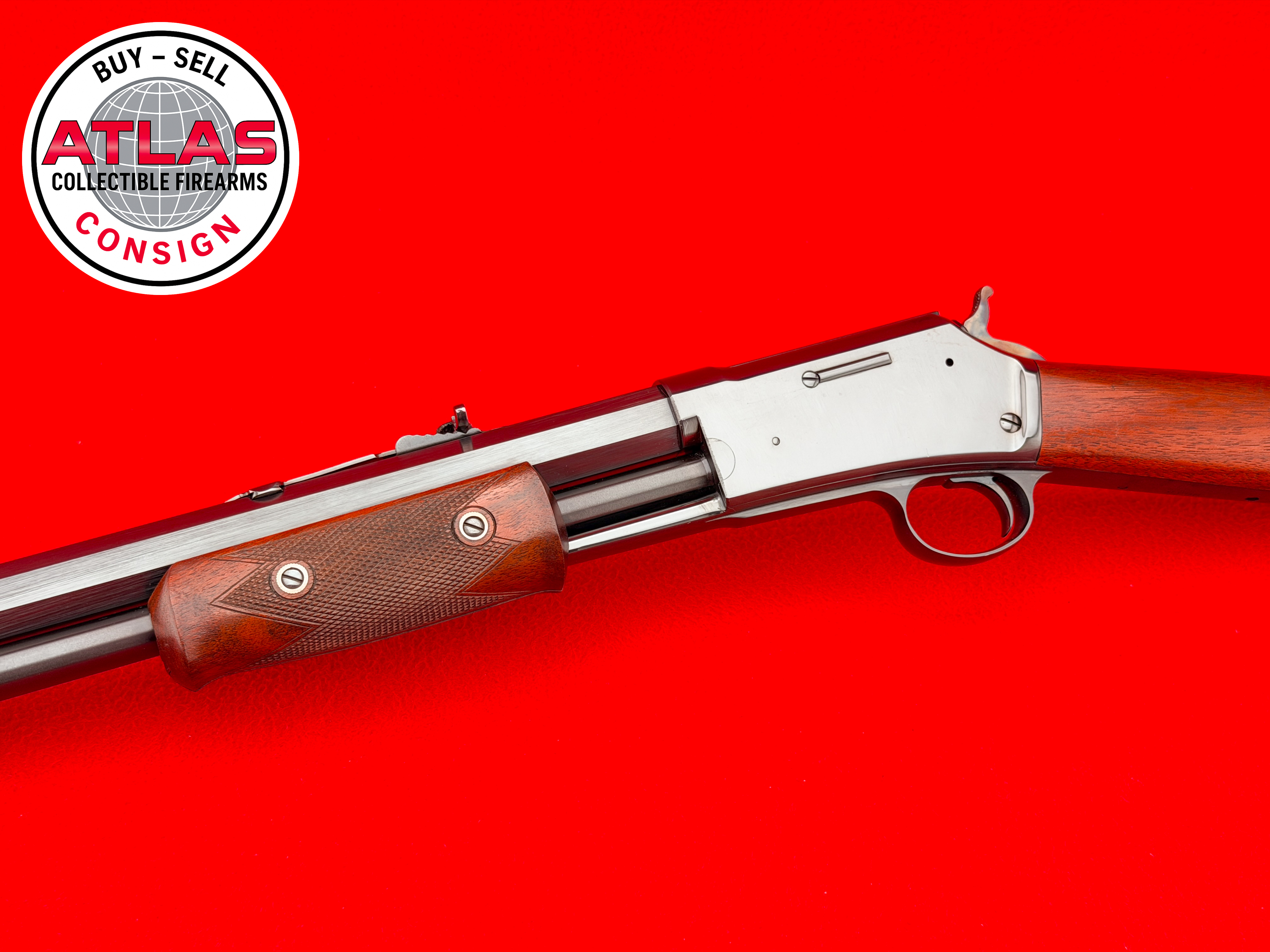 USFA-Deluxe USFA Lightning Rifle .45 Colt 26" Octagon Polished Blue Low SN# 2296
RARE DELUXE VARIANT W/ CHECKERED WALNUT & OCTAGON-26" Octagon Barrel, Polished Blue, Checkered Walnut, Low Serial 2296