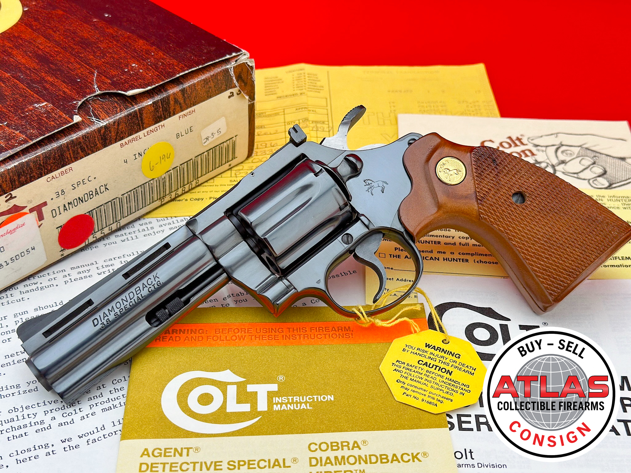 Colt-EXTREMELY FINE 1981 Colt Diamondback 4" Royal Blue .38 Special 100% NOS-Extremely Fine 1981 4" Royal Blue .38 Special, 100% NOS