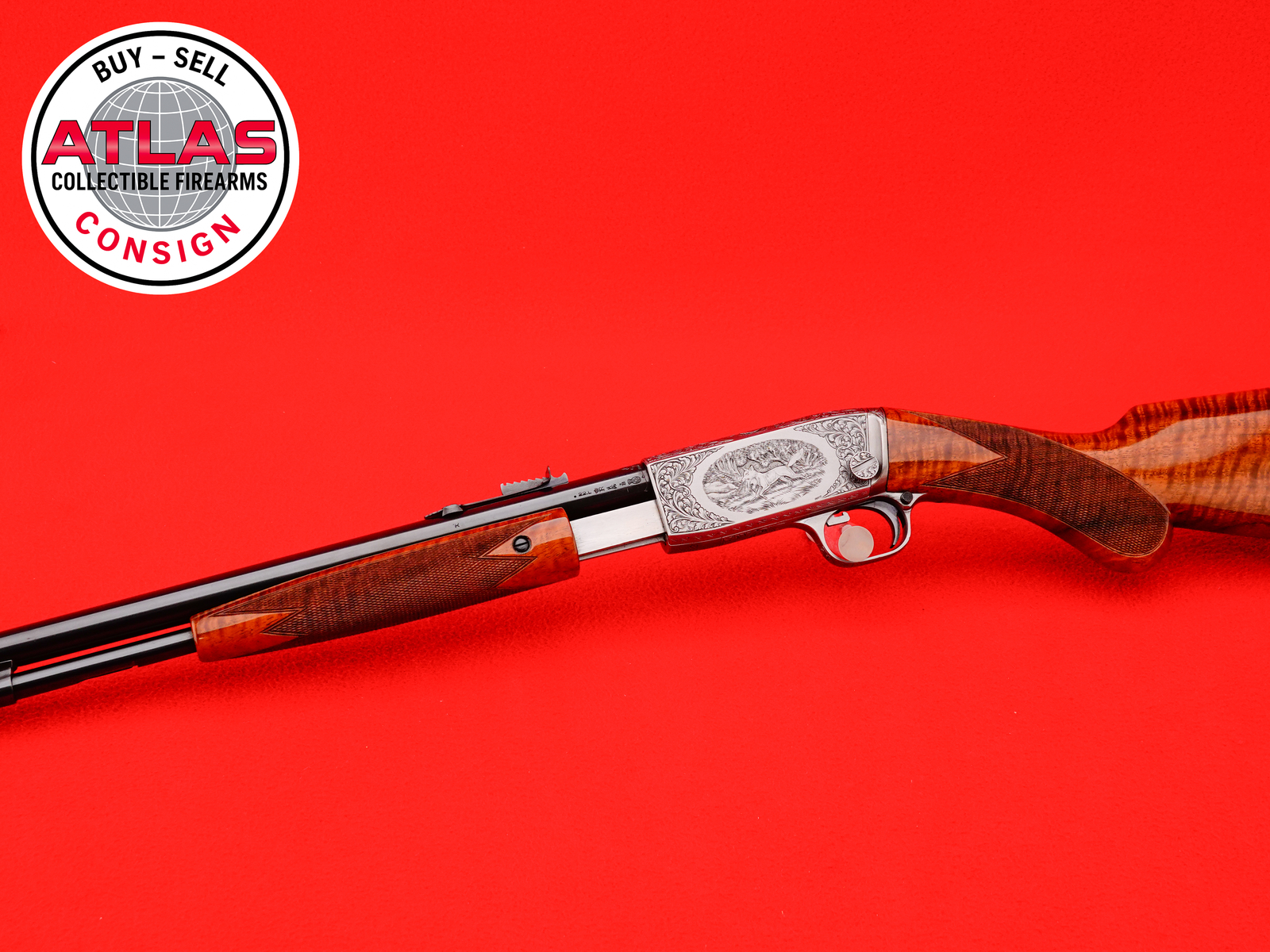 ANGELO BEE SIGNED 1953 Belgian FN Browning Trombone .22 LR MASTER ENGRAVED-img-1