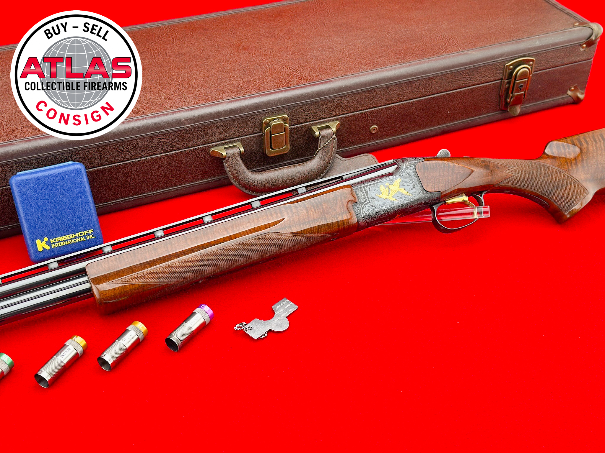 Browning-FACTORY ENGRAVED 1986 Browning Citori Grade VI 28 GA Blue 28" w/ GOLD INLAY
DELUXE HIGH GRADE - SMALL BORE - BRILEY CHOKES-1986 First-Year 28 Gauge Over/Under 28" Factory Engraved with Gold Inlay, Briley Chokes