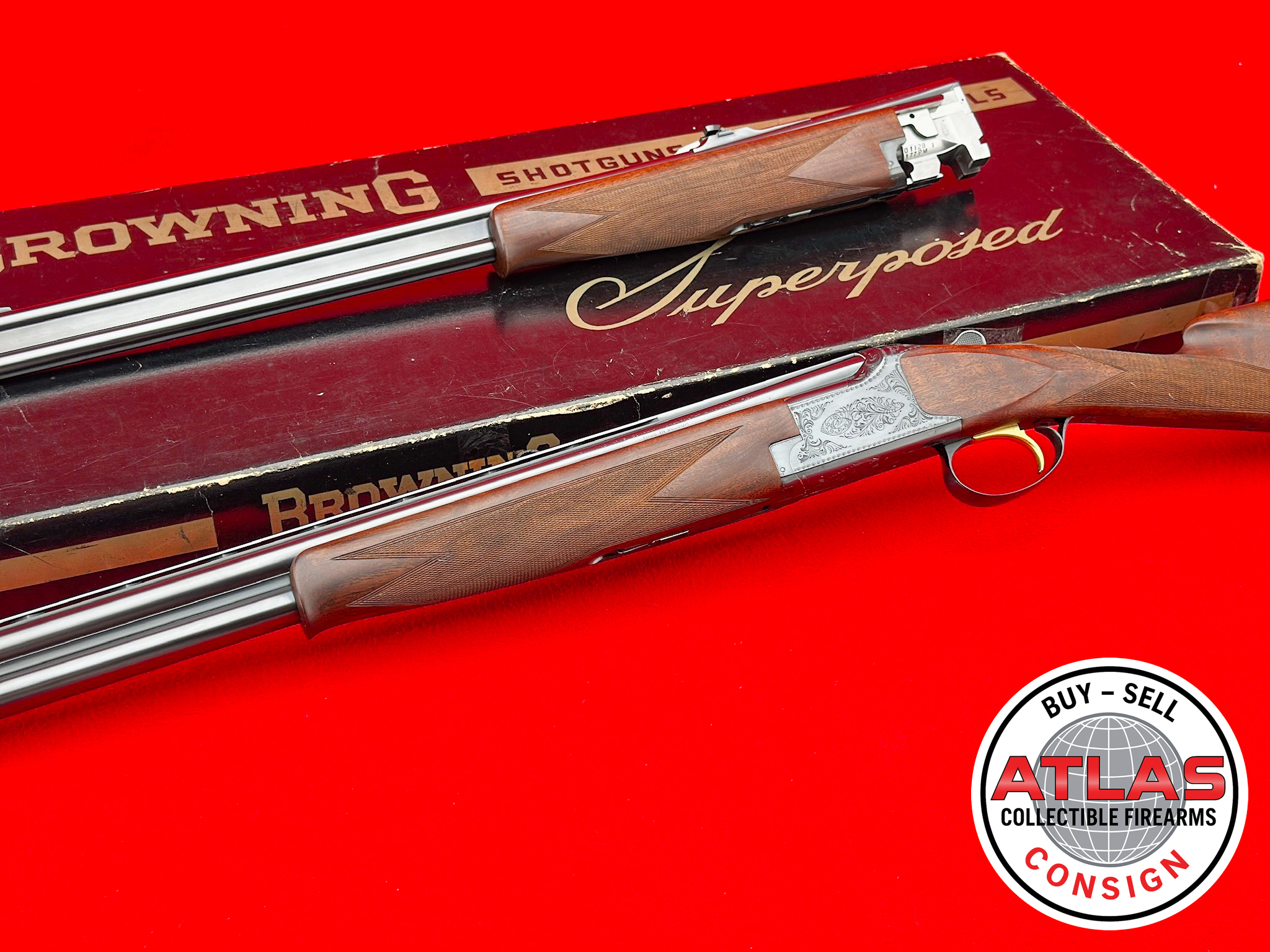 Browning-B. VAESEN ENGRAVED Browning Superposed Continental 20 GA / .30-06 SPRG Set
FACTORY BELGIAN #'s MATCHING - O/U RIFLE & SHOTGUN-B. Vaesen Engraved Continental 20 Gauge / .30-06 Springfield Set, Factory Belgian Matching Numbers, O/U Rifle & Shotgun