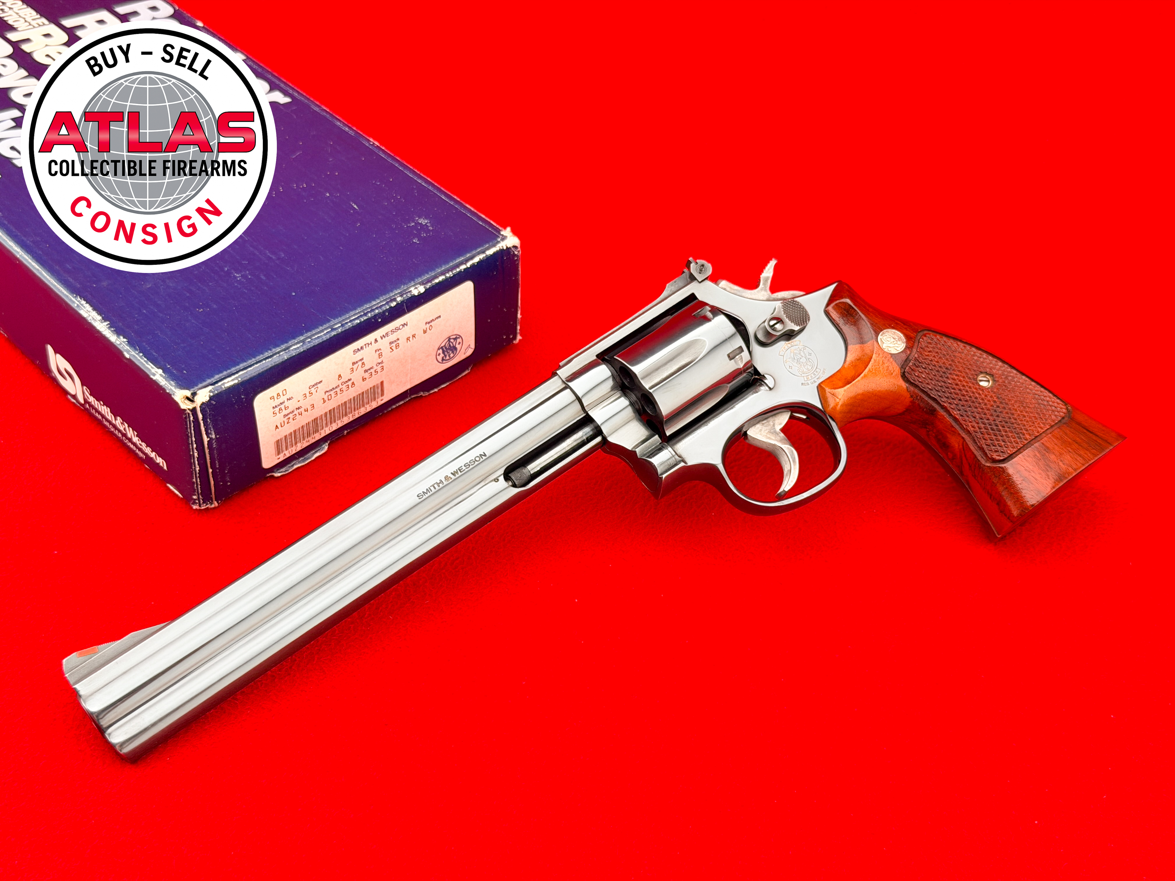 1989 S&W Model 586-1 .357 Magnum 8-3/8" Full Lug Blue w/ Matching Box-img-0