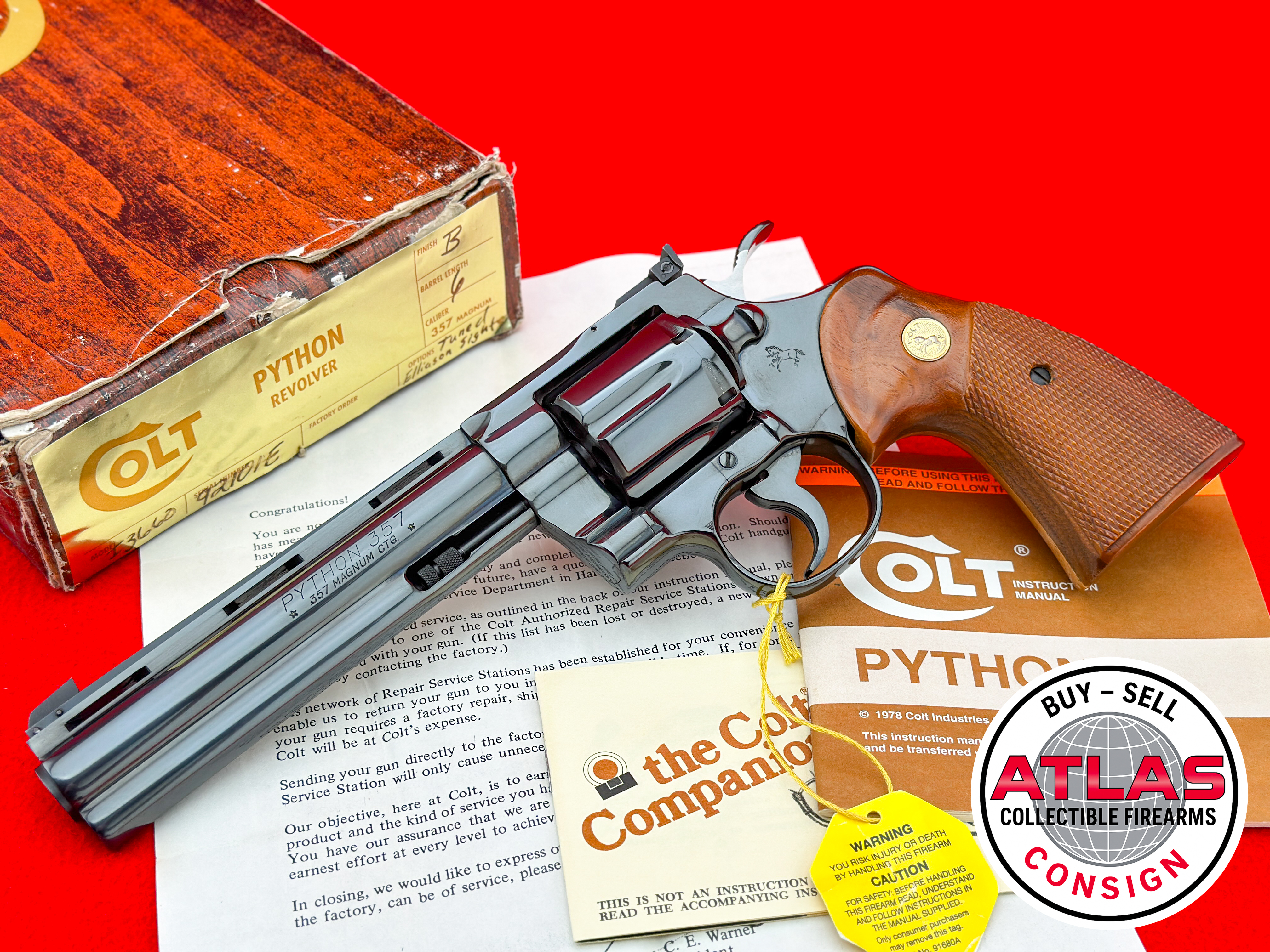 Colt-1978 COLT PYTHON 6" ROYAL BLUE CUSTOM SHOP TUNED & ELLIASON SIGHTS-1978 6" Royal Blue Custom Shop Tuned & Elliason Sights