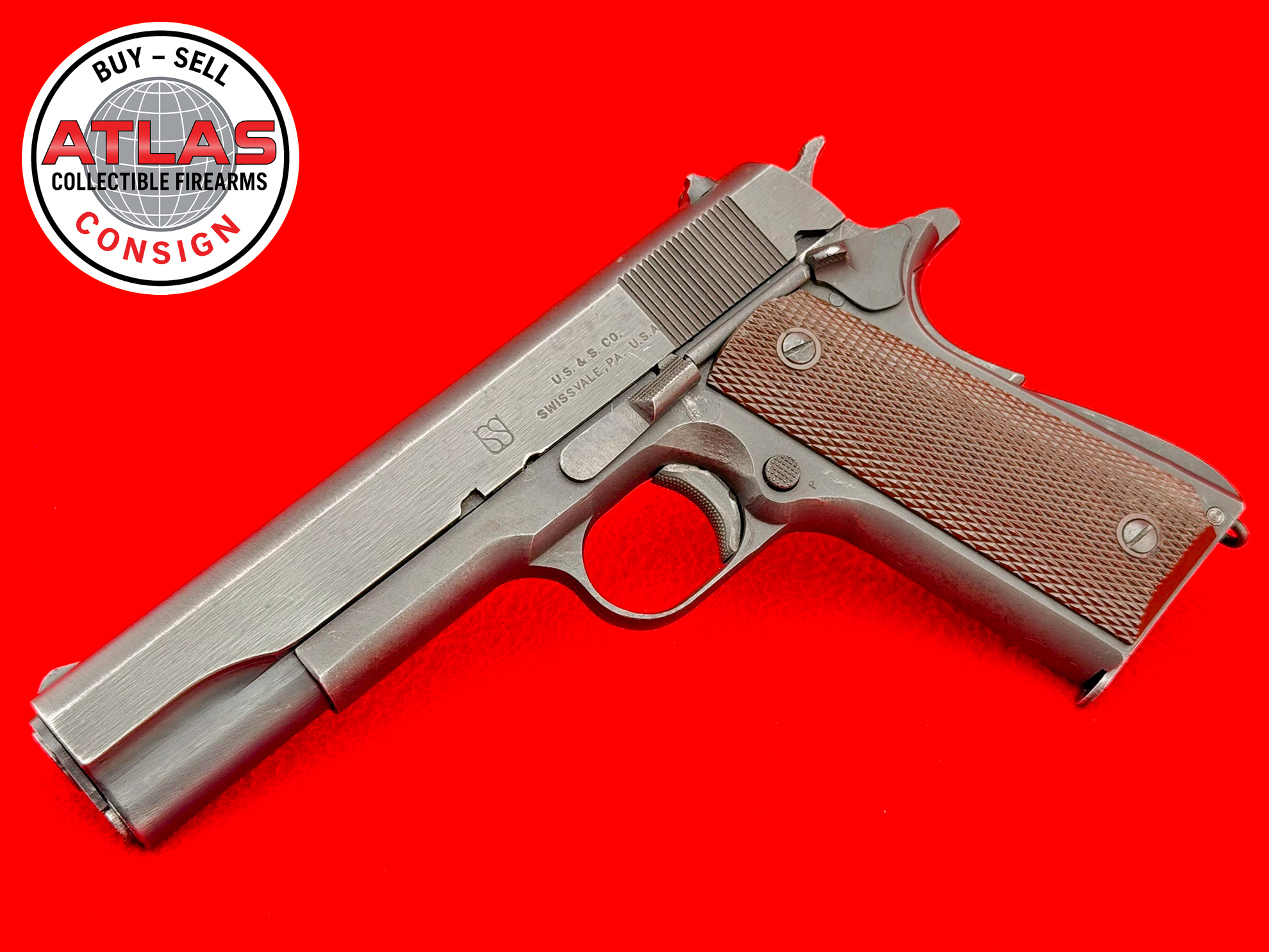 Union Switch & Signal-RARE WWII 1943 Union Switch & Signal 1911A1 .45 ACP Du-Lite Finish 98%+
U.S. ARMY MILITARY - "RDC" MARKED - HIGH CONDITION-U.S. Army Military Du-Lite Finish RDC Marked
