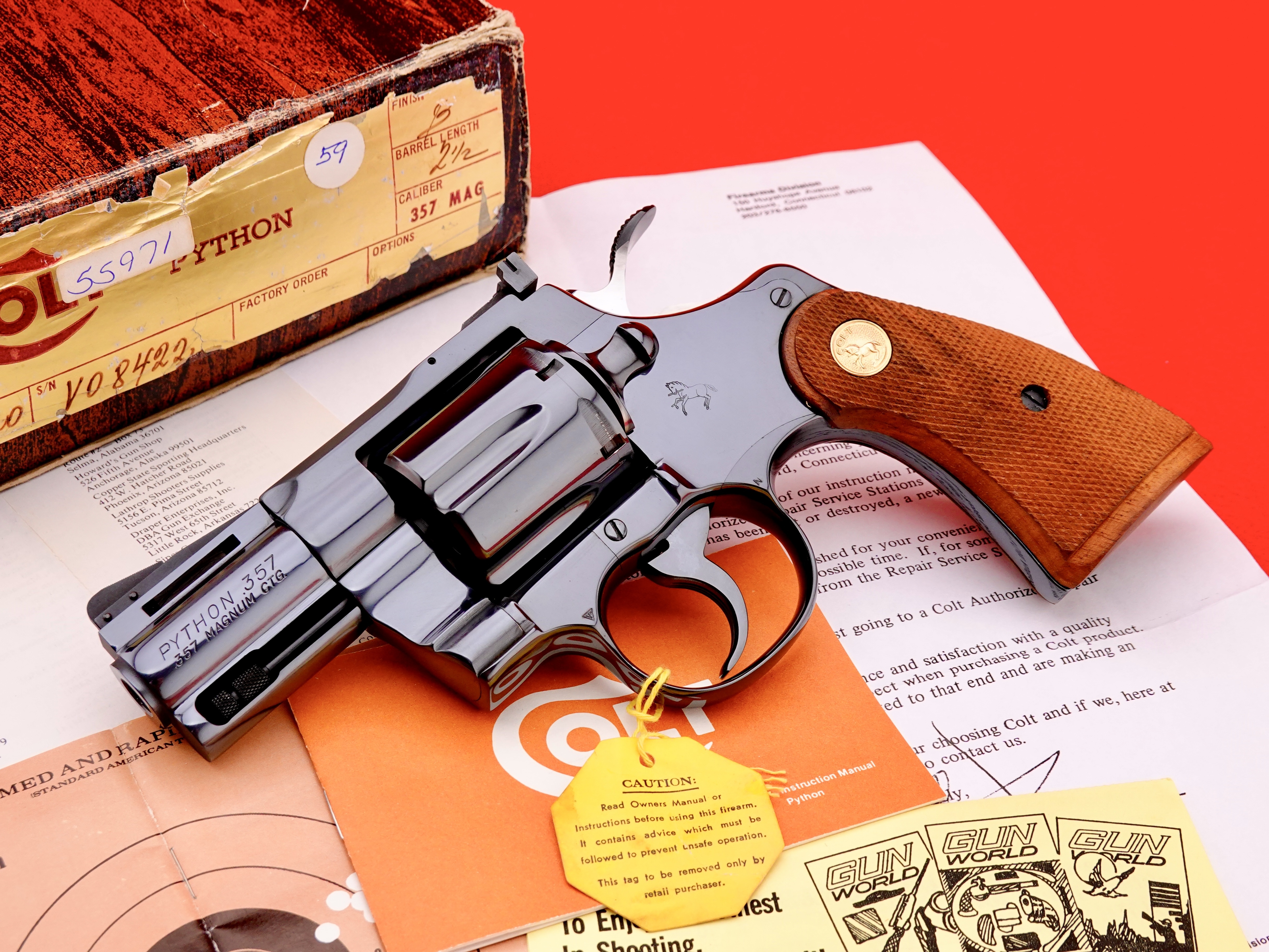 Colt-MUSEUM GRADE 1978 COLT PYTHON 2.5" DELUXE ROYAL BLUE .357 MAGNUM 100% NOS-2.5" Snubnose, Deluxe Royal Blue, NOS