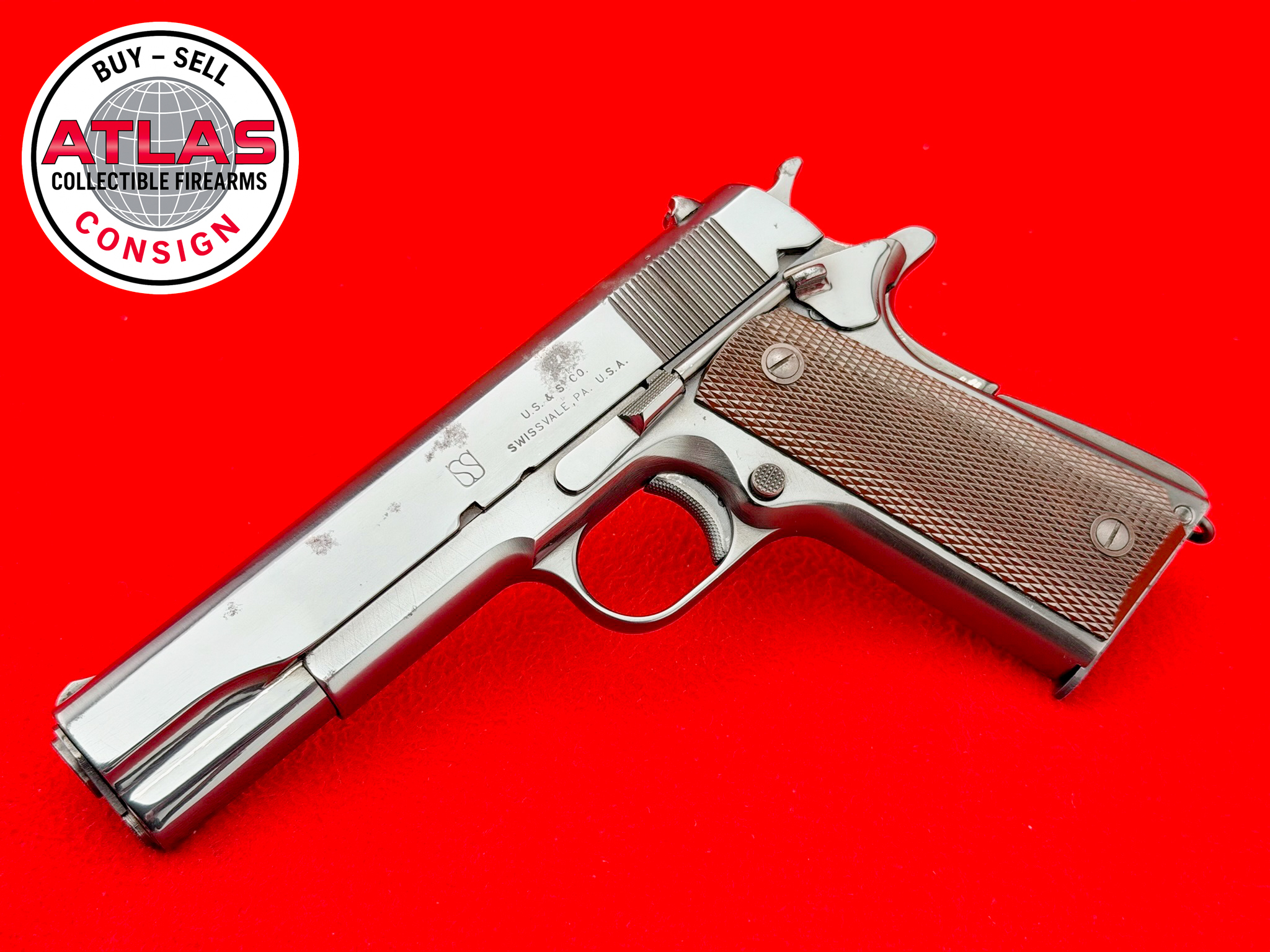 Union Switch & Signal-EXPERIMENTAL PROTOTYPE WWII 1943 US&S 1911A1 .45 ACP w/ SERIAL# "EXP No 64"
UNION SWITCH & SIGNAL - SUPER RARE MILITARY PISTOL-WWII experimental pistol; serial EXP No. 64