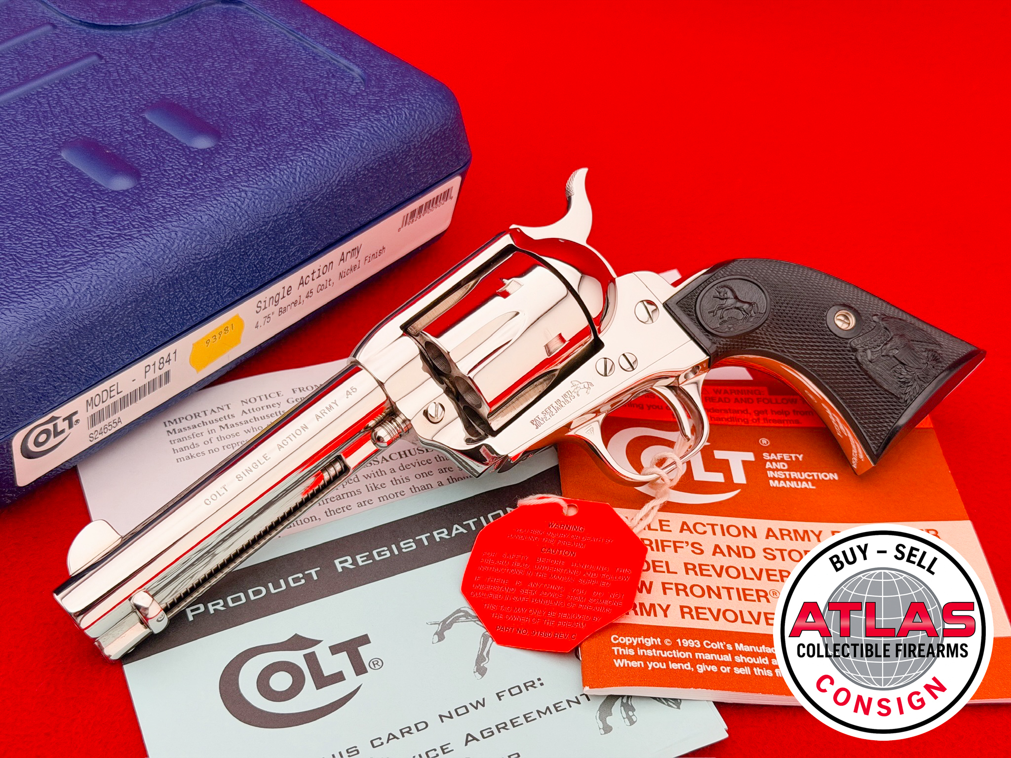 Colt-Scarce 1998 Colt Single Action Army 4.75" Nickel .45 Colt - 100% NOS-3rd Generation, 4.75" Factory Nickel