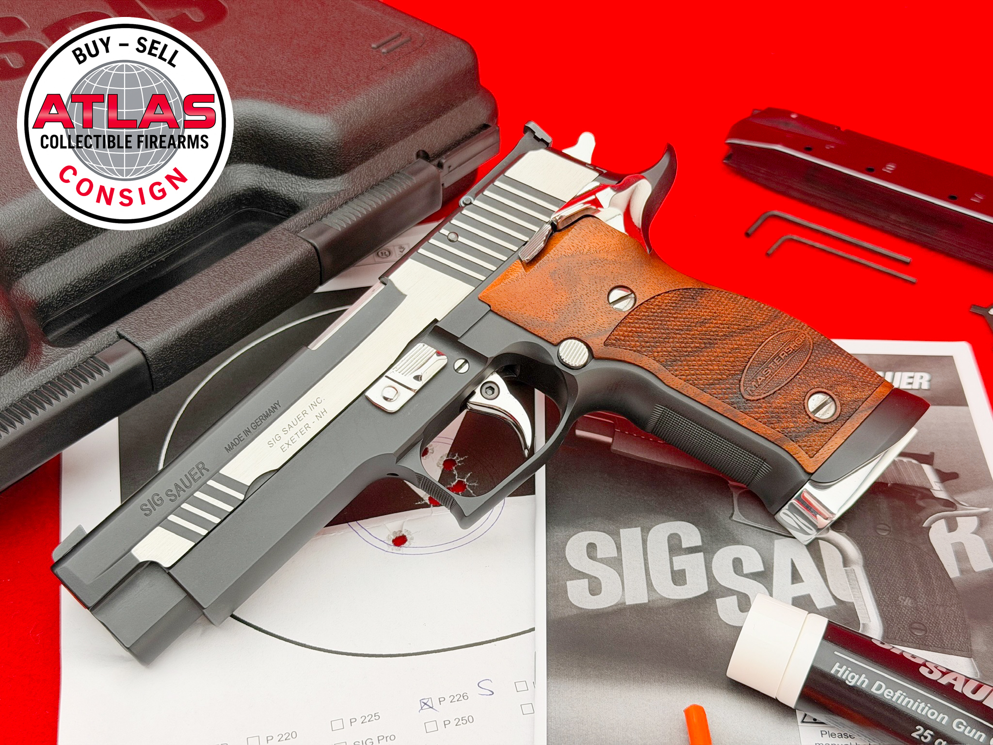 SIG SAUER-HOLY GRAIL 2013 Mastershop Sig Sauer P226 S "Black & White" 9mm PRE X-FIVE
GERMAN HAND BUILT RETRO SPORT VARIANT X5 - 99%+-German Mastershop Black & White Pre-X-Five Retro Sport, 5"