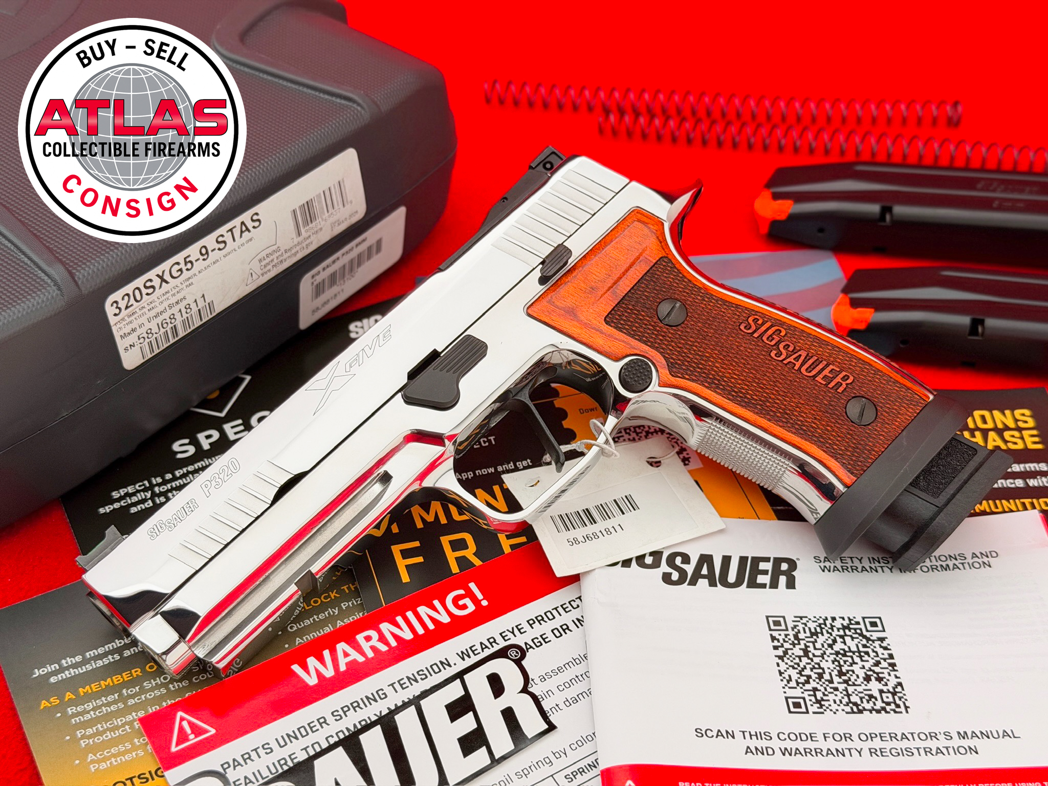 SIG SAUER-Custom Sig Sauer P320 X-Five SXG Skeleton 9mm *MIRROR POLISHED STAINLESS*
TOP TIER SEMI AUTOMATIC 1911 STYLE PISTOL-Skeleton, Mirror Polished Stainless, Custom Semi-Automatic Pistol