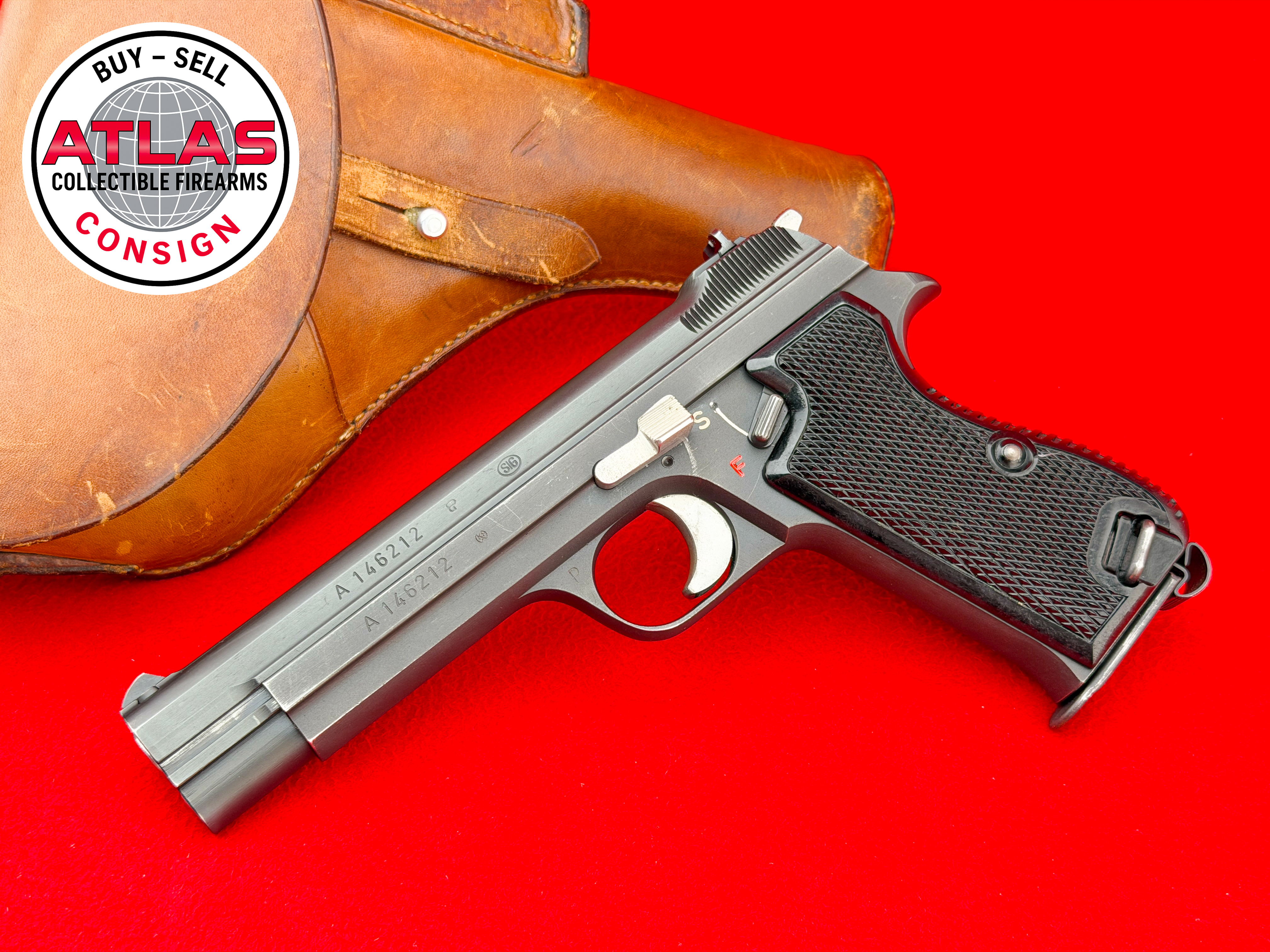 SIG SAUER-RARE 1962 Swiss SIG P210-2 (P49) 9mm Military Pistol Rig - Matching Holster-Swiss Military Pistol Rig, Matching Numbers w/ Matching Holster