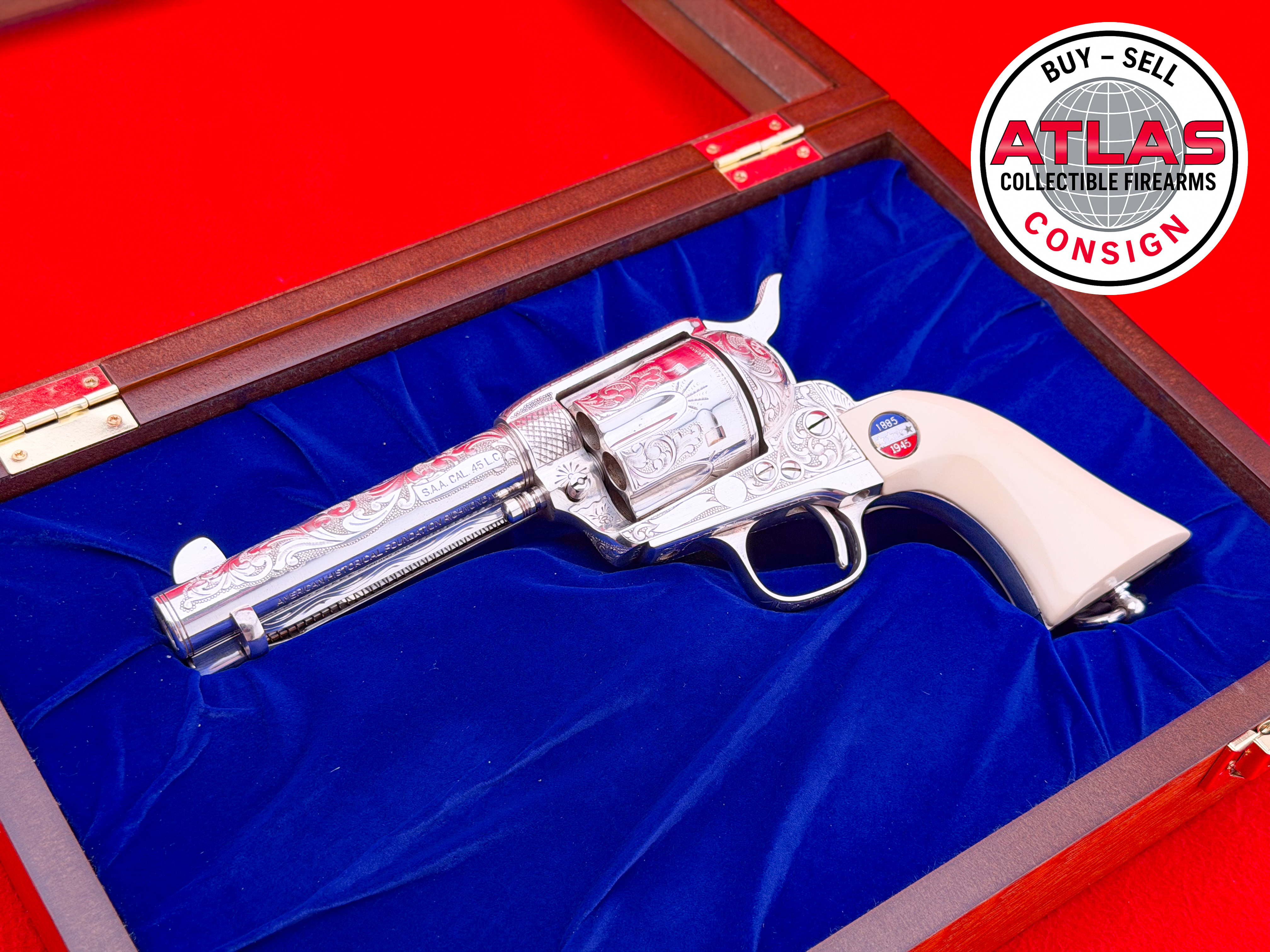 Colt-Master Hand Engraved General Patton SAA .45 Colt 4.75" Sterling Silver-George S. Patton Commemorative, 4.75" Sterling Silver