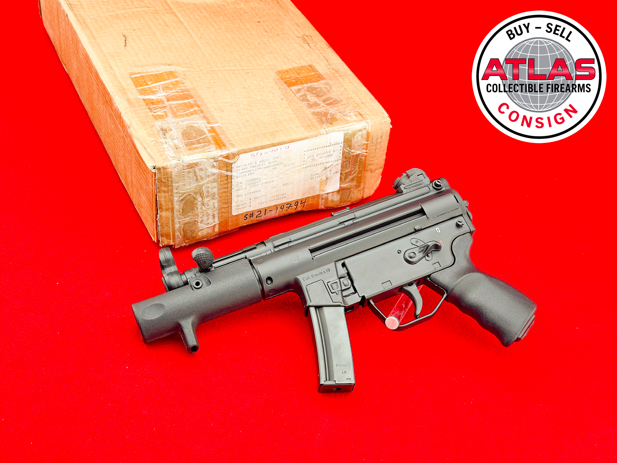 Heckler & Koch-HISTORIC PRE-BAN 1990 HECKLER & KOCH HK SP89 PISTOL 9MM LUGER NEW OLD STOCK
GERMAN MADE - CIVILIAN MP5 / SP5K - ORIGINAL BOX-Historic Pre-Ban 1990 German Made Civilian MP5 / SP5K, New Old Stock, Original Box
