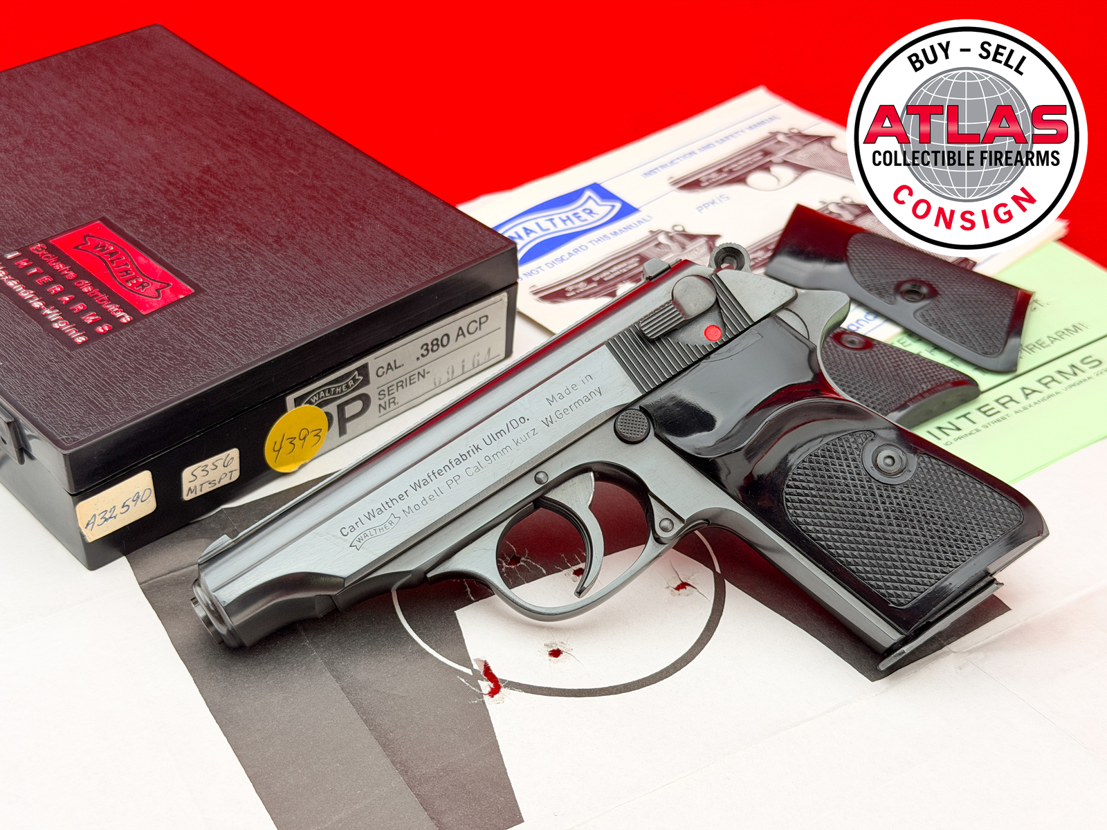 1968 West German Walther PP .380 ACP 3.75" Blued Interarms w/ Box & Target-img-0