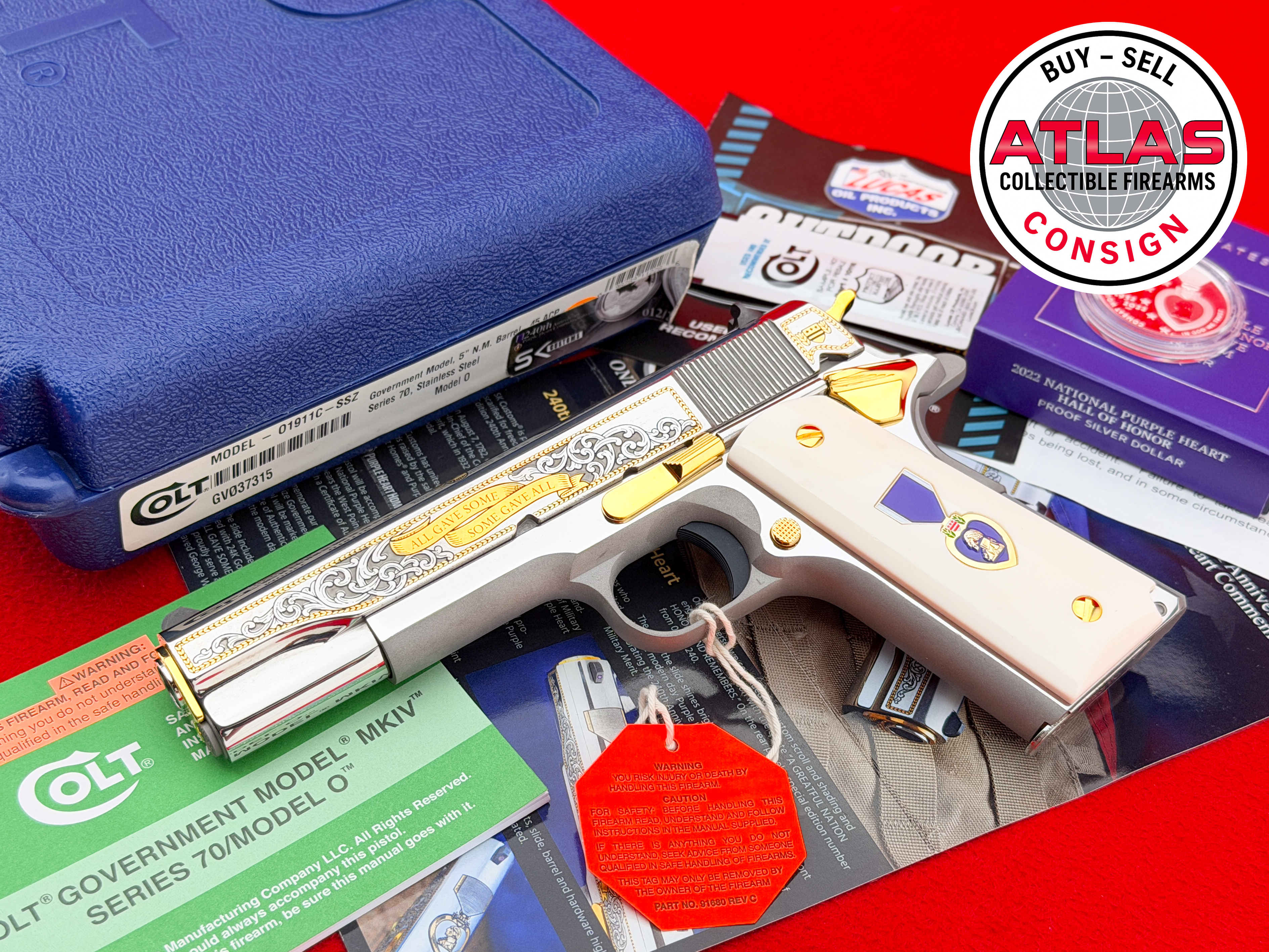 Colt-SK Customs Colt Government 1911 Purple Heart 240th Anniv .45 ACP #12 of 240-SK Customs Purple Heart 240th Anniversary Commemorative, No. 12 of 240