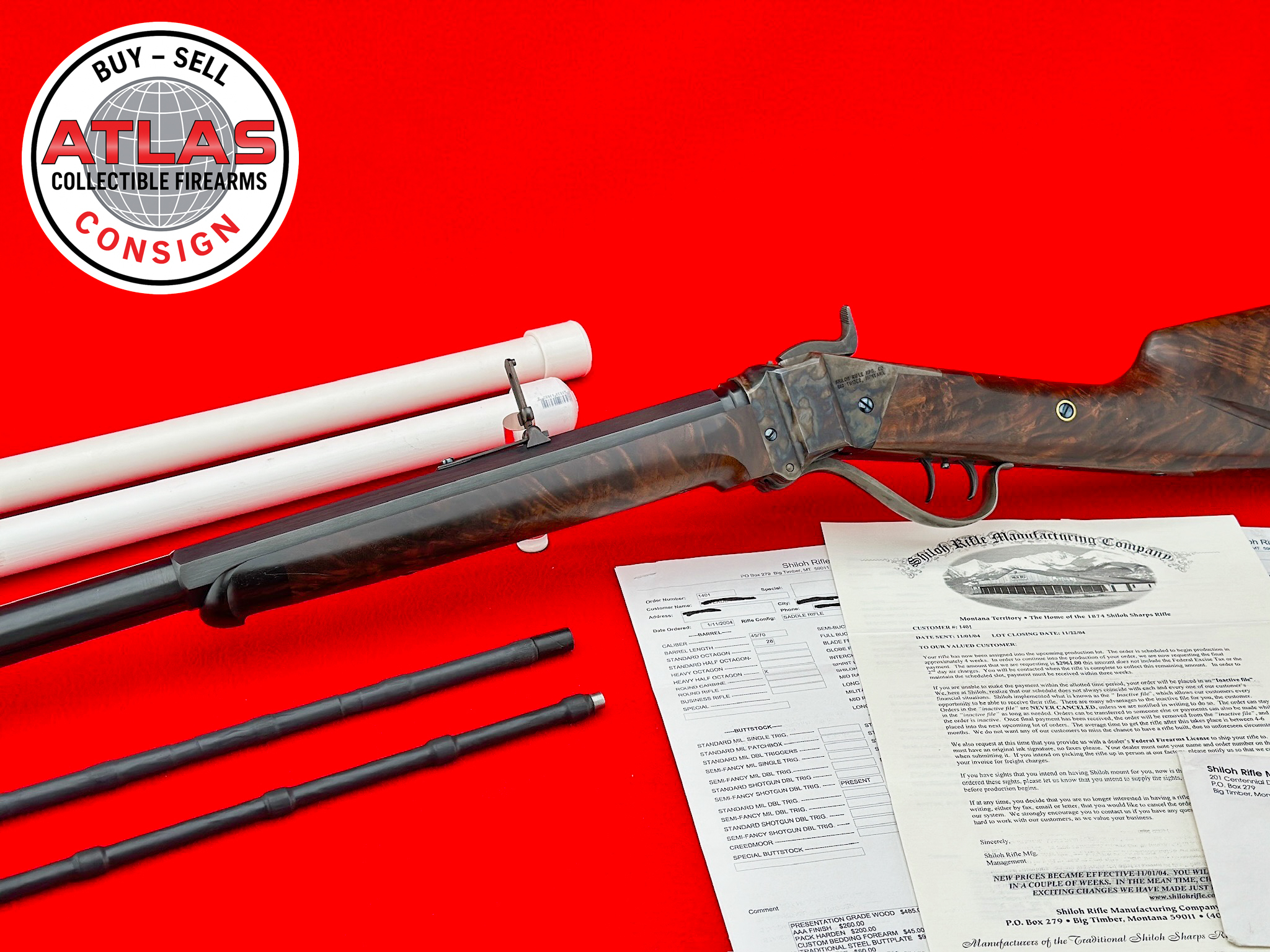 Shiloh Sharps-HIGH GRADE Shiloh Sharps 1874 Saddle Rifle 28" 45-70 Govt *SPECIAL ORDERED*
VERY FINE & HAND BUILT w/ .22 LR CONVERSION TUBES-Special Order Saddle Rifle with .22 LR Conversion Tubes, 28-Inch Barrel