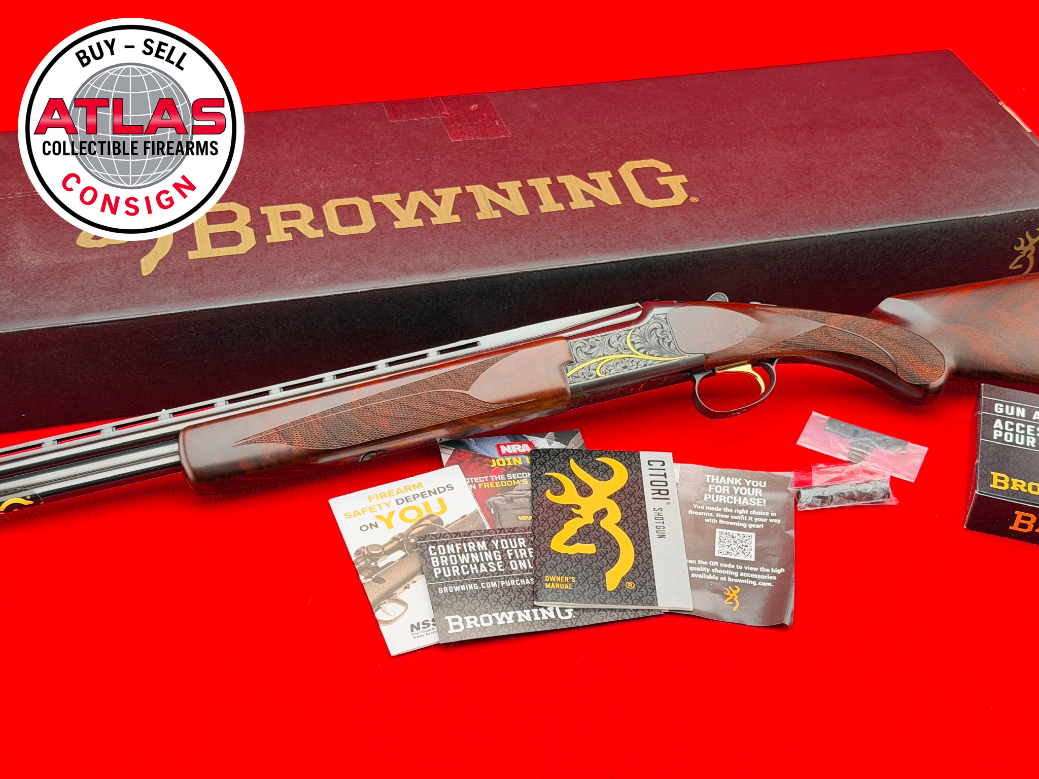 Browning-FACTORY ENGRAVED Browning Citori Gran Lightning .410 GA 28" High Grade NOS
RARE - DELUXE HIGH GRADE WALNUT - 100% COMPLETE-Gran Lightning, 28" Factory Engraved High Grade Over/Under