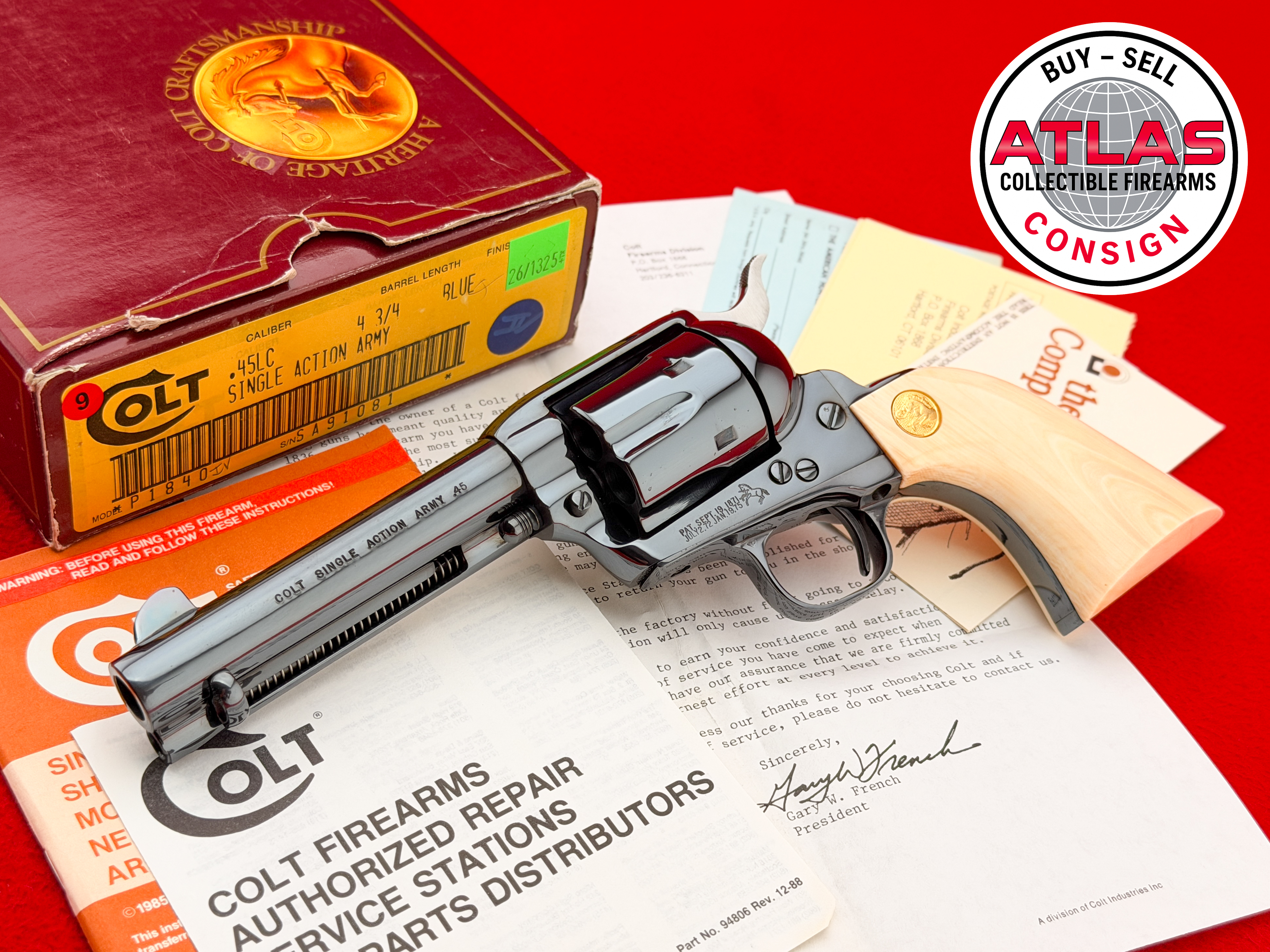 Colt-Stunning 1989 Colt Single Action Army 4.75" Blued .45 LC LNIB-4.75" Blued Single Action Army, LNIB