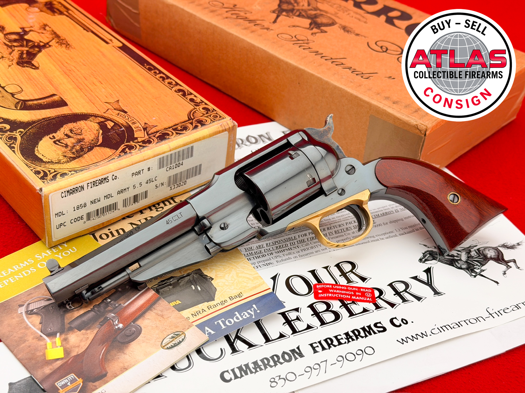 Cimarron 1858 New Model Army 5.5" Blued .45 Colt Revolver w/ Box-img-0