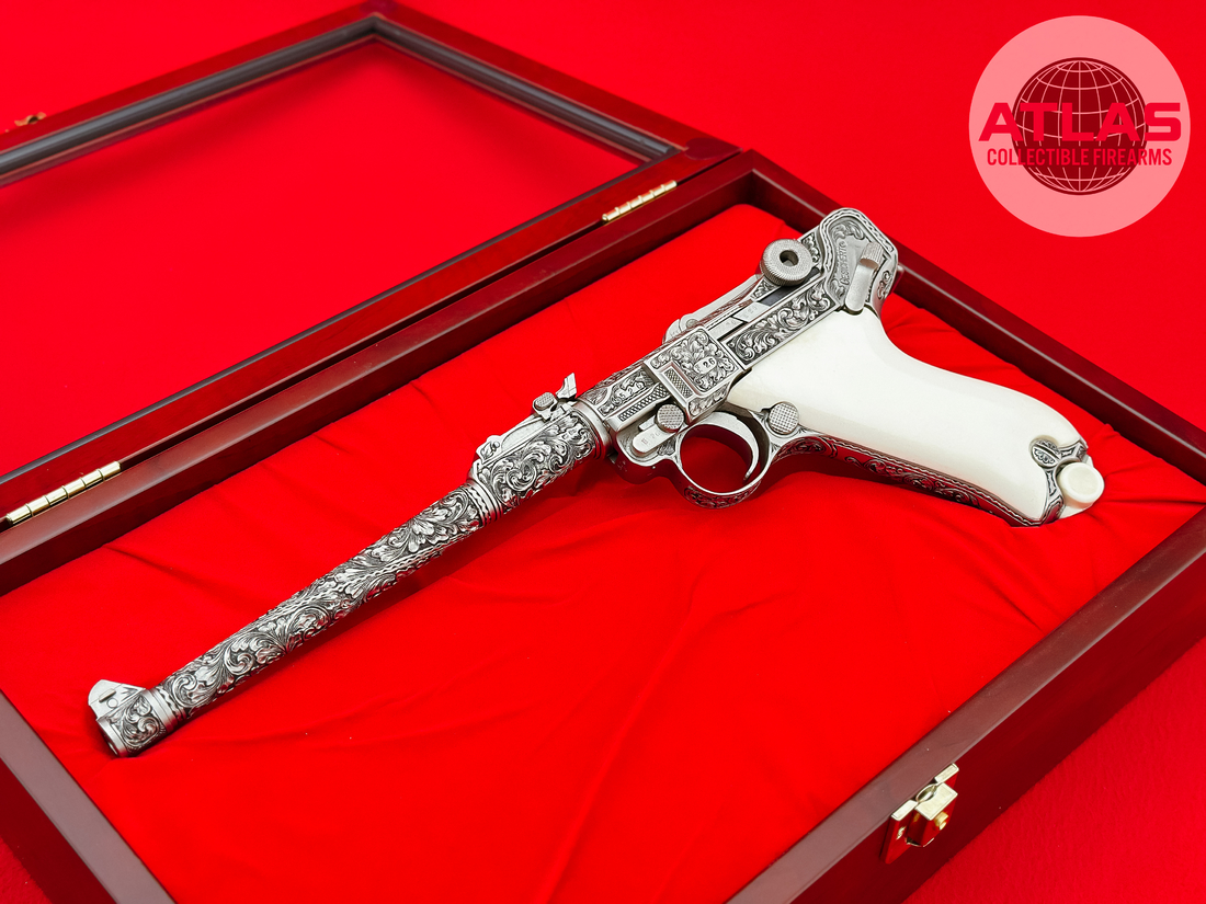 Erfurt-BEN SHOSTLE MASTER ENGRAVED | WWI 1914 ERFURT LUGER 9MM 8" ARTILLERY| IVORY-BEN SHOSTLE MASTER ENGRAVED | WWI LUGER 9MM 8" ARTILLERY| IVORY